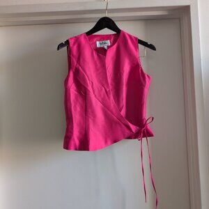 100% Silk Bob Mackie Hot Pink Wrap Top